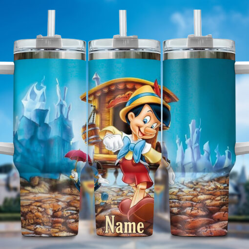 pinocchio cartoon custom stanley quencher 40oz stainless steel tumbler with handle 9y8pt