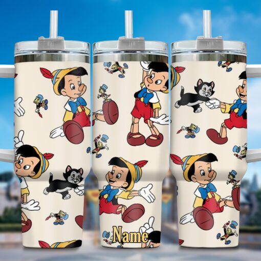 pinocchio cartoon custom stanley quencher 40oz stainless steel tumbler with handle erdmt