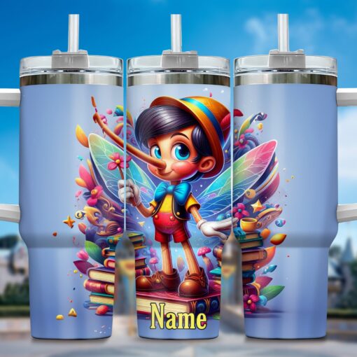 pinocchio cartoon custom stanley quencher 40oz stainless steel tumbler with handle o1b1l