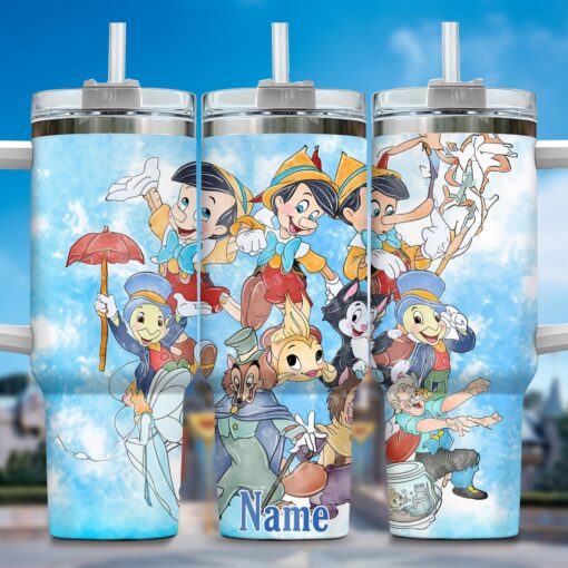 pinocchio cartoon custom stanley quencher 40oz stainless steel tumbler with handle ub43w