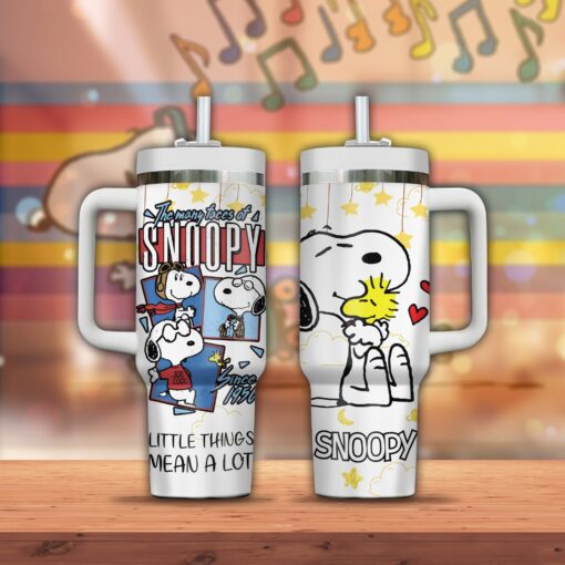 snoopy cartoon custom stanley quencher 40oz stainless steel tumbler vr19q