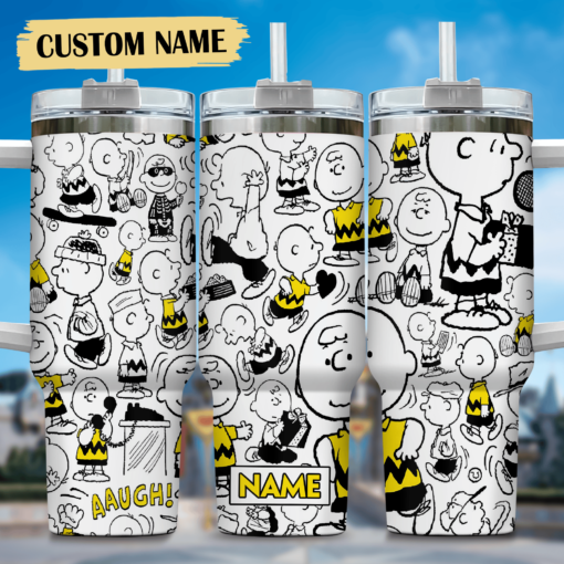 snoopy cartoon custom stanley quencher 40oz stainless steel tumbler with handle 3r5j6