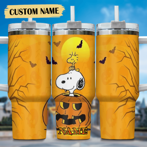 snoopy cartoon custom stanley quencher 40oz stainless steel tumbler with handle dmfu7