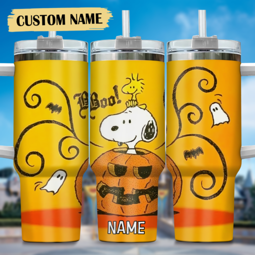 snoopy cartoon custom stanley quencher 40oz stainless steel tumbler with handle iqlte