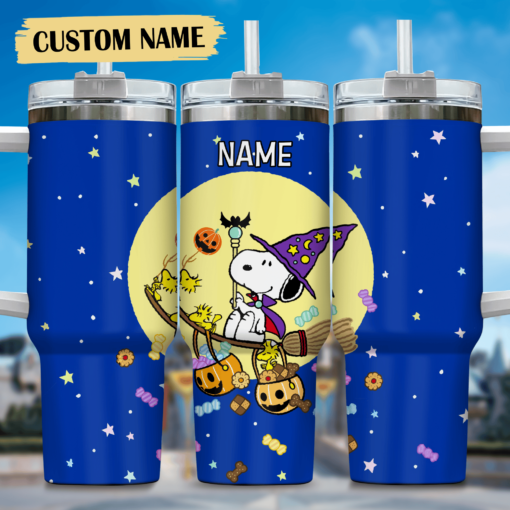 snoopy cartoon custom stanley quencher 40oz stainless steel tumbler with handle pjupn