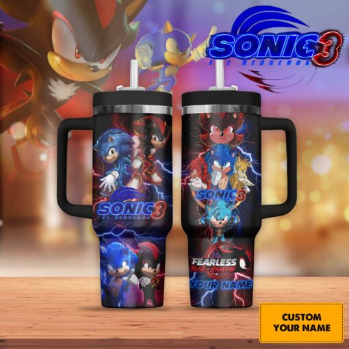 sonic cartoon custom stanley quencher 40oz stainless steel tumbler t16rh