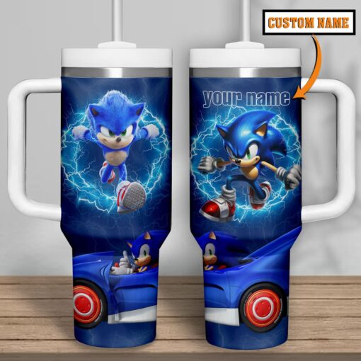 sonic cartoon custom stanley quencher 40oz stainless steel tumbler zfikc