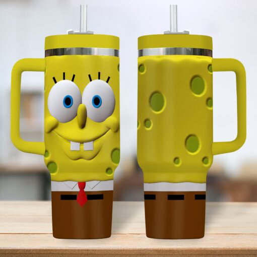 spongebob squarepants cartoon custom stanley quencher 40oz stainless steel tumbler dp0dq