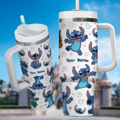 stitch cartoon custom stanley quencher 40oz stainless steel tumbler with handle jdsl3