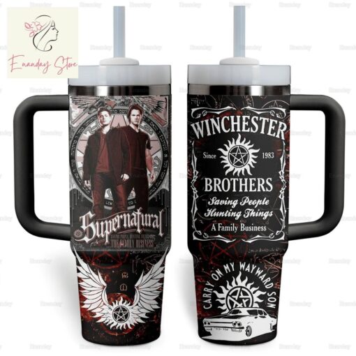 supernatural tv series custom stanley quencher 40oz stainless steel tumbler icspe