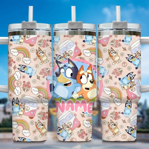 the family bluey cartoon custom stanley quencher 40oz stainless steel tumbler with handle 26kjo