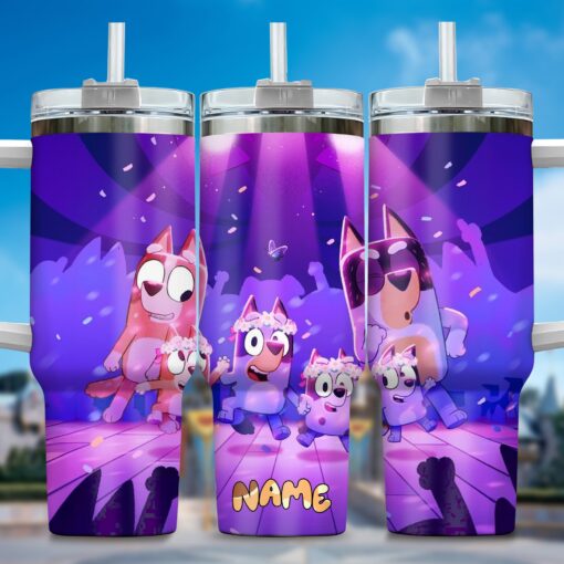 the family bluey cartoon custom stanley quencher 40oz stainless steel tumbler with handle dirh8