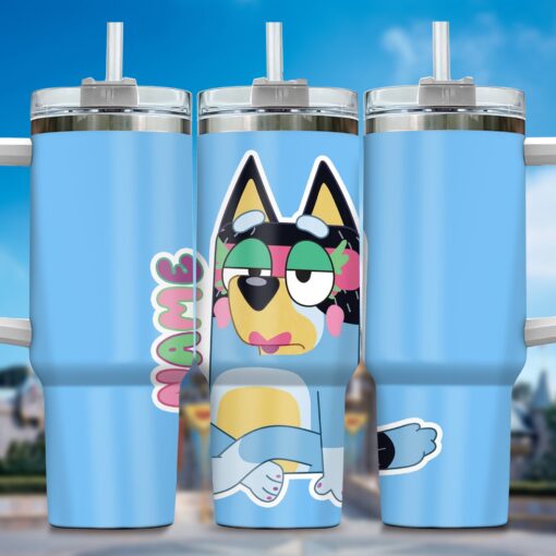 the family bluey cartoon custom stanley quencher 40oz stainless steel tumbler with handle feivg