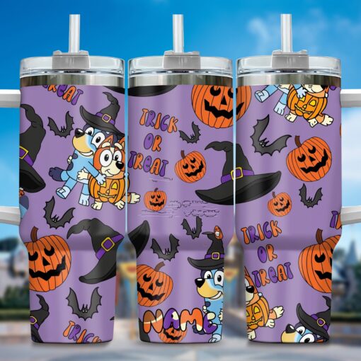 the family bluey cartoon custom stanley quencher 40oz stainless steel tumbler with handle itogm