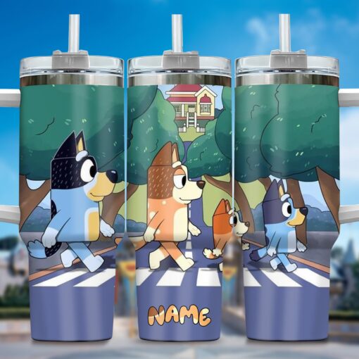 the family bluey cartoon custom stanley quencher 40oz stainless steel tumbler with handle mjqhc