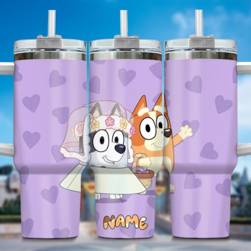 the family bluey cartoon custom stanley quencher 40oz stainless steel tumbler with handle n1gsy