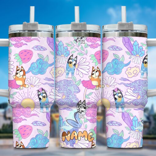 the family bluey cartoon custom stanley quencher 40oz stainless steel tumbler with handle smz5c