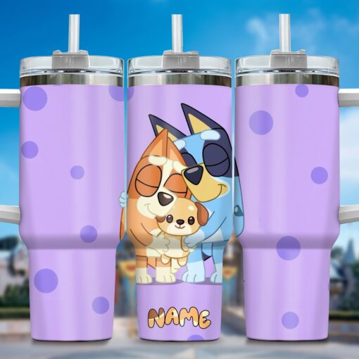 the family bluey cartoon custom stanley quencher 40oz stainless steel tumbler with handle tm7mq