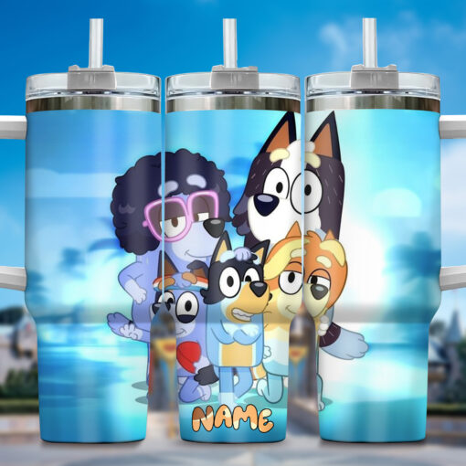 the family bluey cartoon custom stanley quencher 40oz stainless steel tumbler with handle vuoag