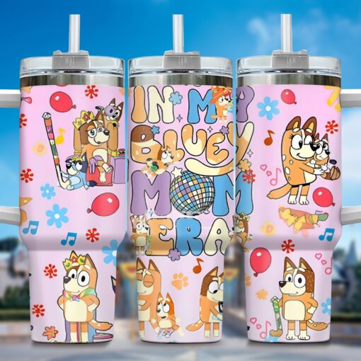 the family bluey cartoon custom stanley quencher 40oz stainless steel tumbler with handle vzjgp