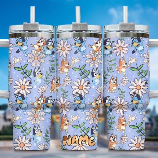 the family bluey cartoon custom stanley quencher 40oz stainless steel tumbler with handle wqofm