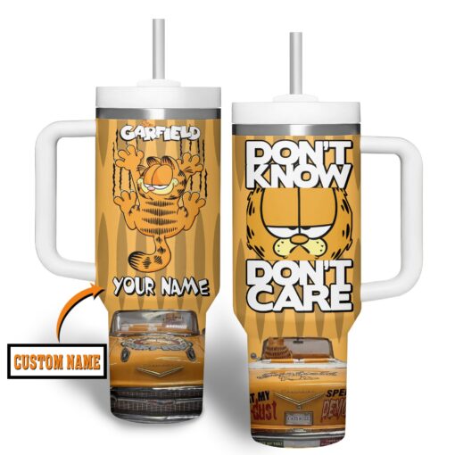 the garfield cartoon custom stanley quencher 40oz stainless steel tumbler 1d2al