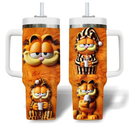 the garfield cartoon custom stanley quencher 40oz stainless steel tumbler iy7zn