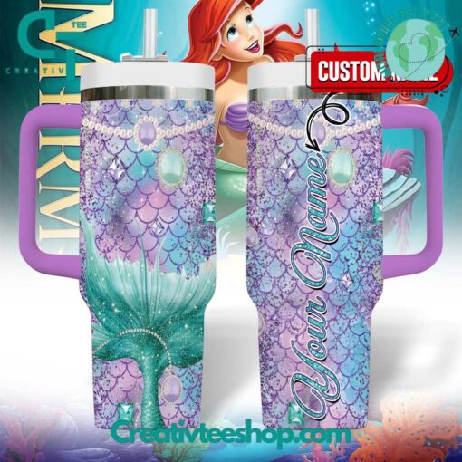 the little mermaid cartoon custom stanley quencher 40oz stainless steel tumbler with handle gfzjz