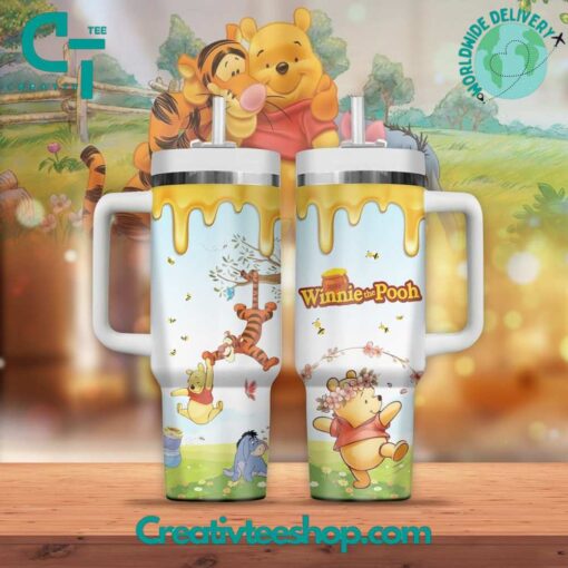 winnie the pooh cartoon custom stanley quencher 40oz stainless steel tumbler with handle 210yv