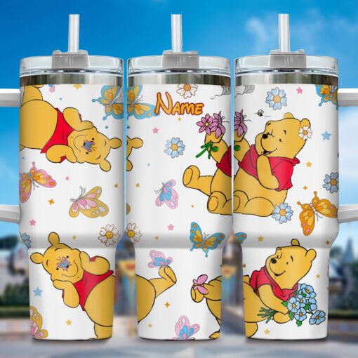 winnie the pooh cartoon custom stanley quencher 40oz stainless steel tumbler with handle 9krmw