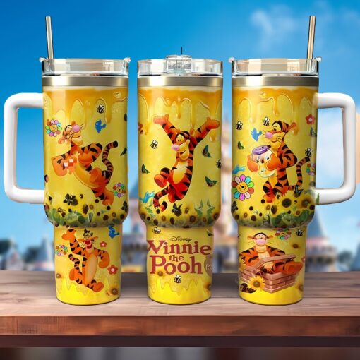 winnie the pooh cartoon custom stanley quencher 40oz stainless steel tumbler with handle 9n8dd