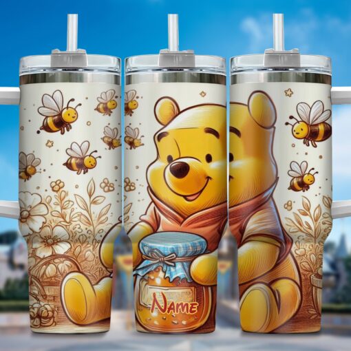 winnie the pooh cartoon custom stanley quencher 40oz stainless steel tumbler with handle anwpp