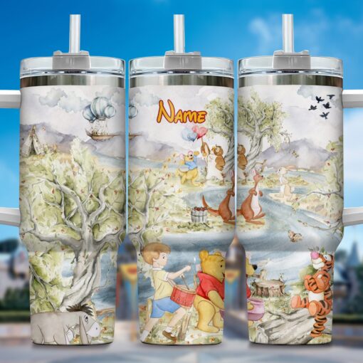 winnie the pooh cartoon custom stanley quencher 40oz stainless steel tumbler with handle gf4wz