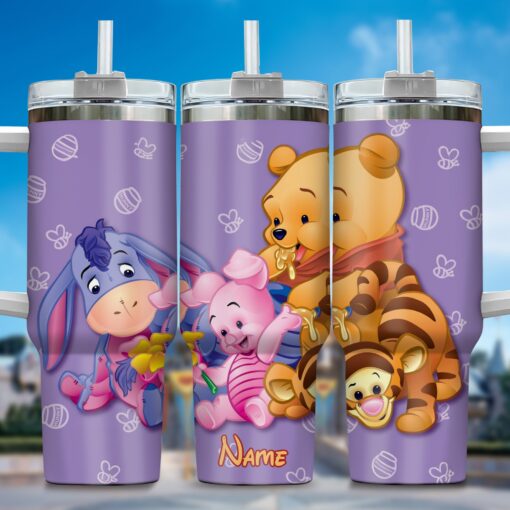 winnie the pooh cartoon custom stanley quencher 40oz stainless steel tumbler with handle j2o69