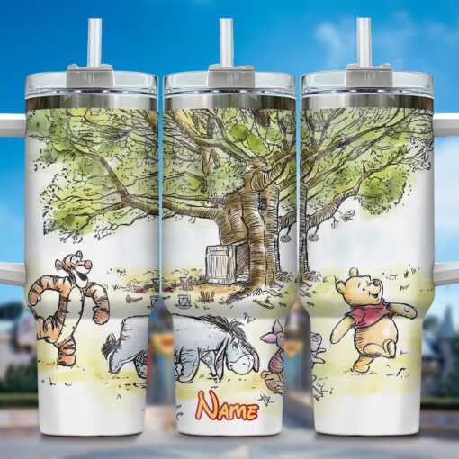 winnie the pooh cartoon custom stanley quencher 40oz stainless steel tumbler with handle ofyt7