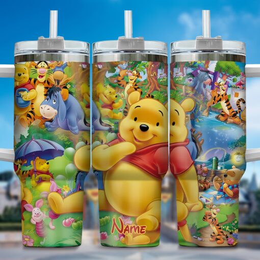 winnie the pooh cartoon custom stanley quencher 40oz stainless steel tumbler with handle thbli