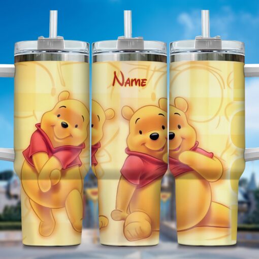 winnie the pooh cartoon custom stanley quencher 40oz stainless steel tumbler with handle uwhi8