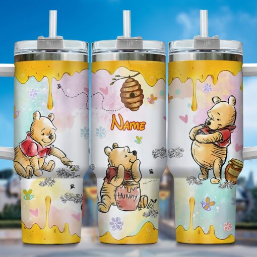 winnie the pooh cartoon custom stanley quencher 40oz stainless steel tumbler with handle ysoh3