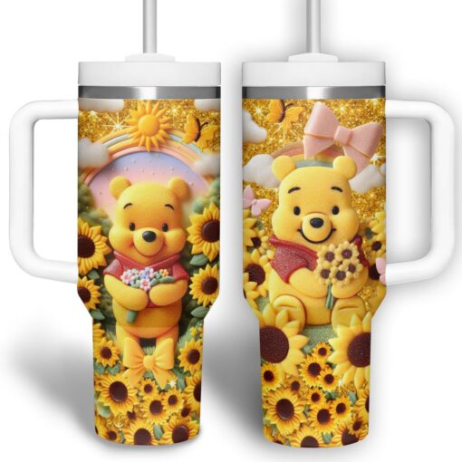 winnie the pooh cartoon custom stanley quencher 40oz stainless steel tumbler