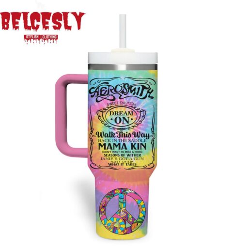 aerosmith music custom stanley quencher 40oz stainless steel tumbler with handle