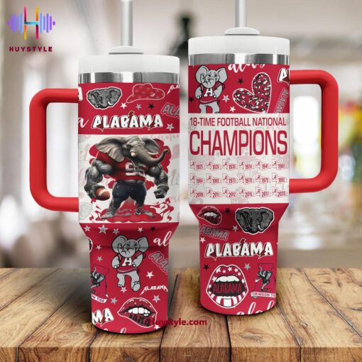 alabama crimson tide football ncaa custom stanley quencher 40oz stainless steel tumbler with handle 88r77 1