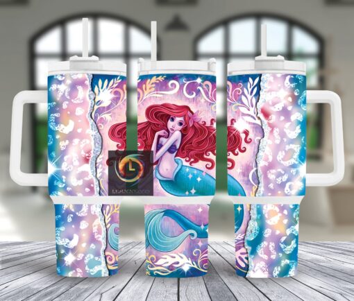 ariel the little mermaid disney cartoon custom stanley quencher 40oz stainless steel tumbler with handle v8mum