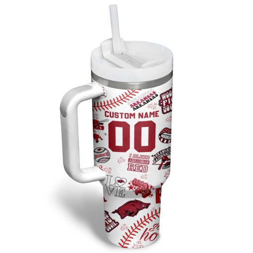 arkansas razorbacks basketball ncaa custom stanley quencher 40oz stainless steel tumbler f15nt