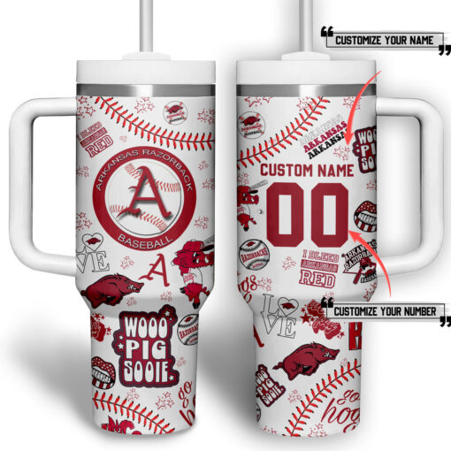 arkansas razorbacks basketball ncaa custom stanley quencher 40oz stainless steel tumbler