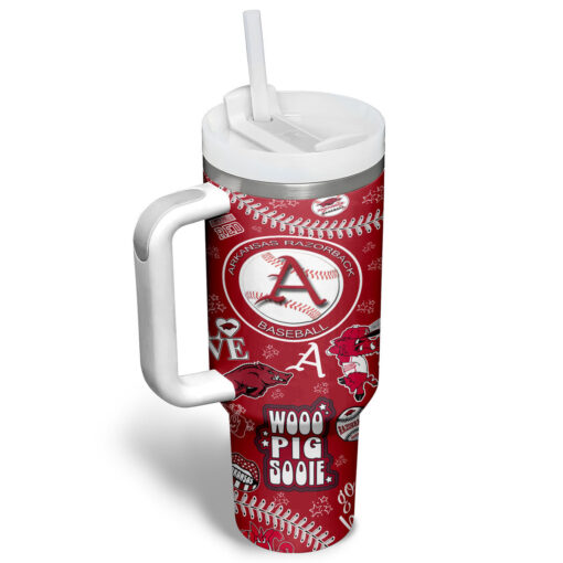 arkansas razorbacks basketball ncaa custom stanley quencher 40oz stainless steel tumbler