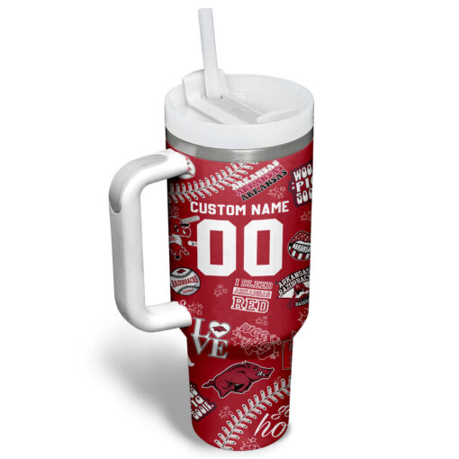 arkansas razorbacks basketball ncaa custom stanley quencher 40oz stainless steel tumbler y3cek