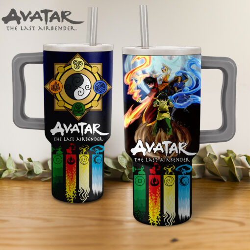 avatar the last airbender cartoon custom stanley quencher 40oz stainless steel tumbler with handle whxs8 1