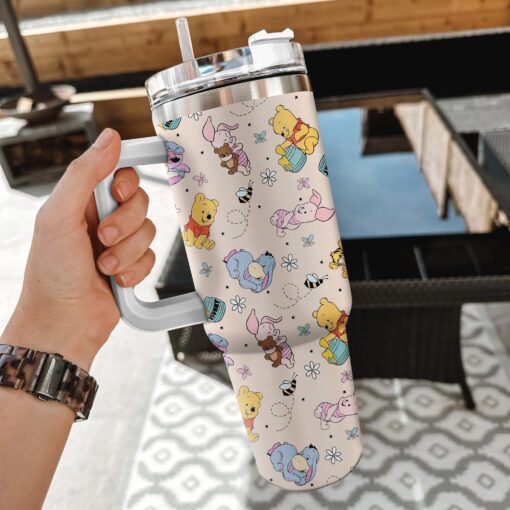 baby pooh and friends disney cartoon custom stanley quencher 40oz stainless steel tumbler with handle za5wc