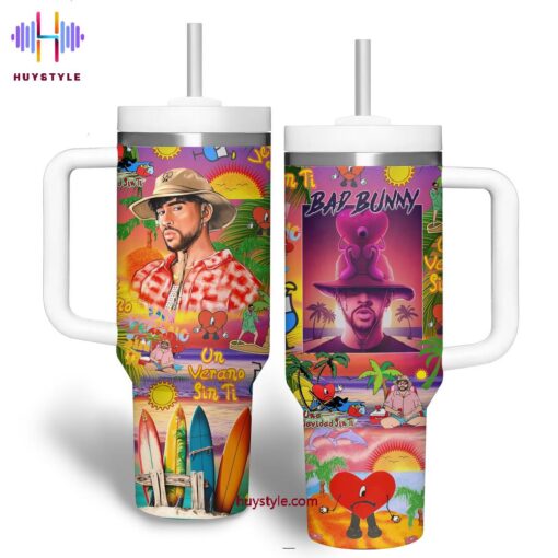 bad bunny music custom stanley quencher 40oz stainless steel tumbler with handle 9enqj 1