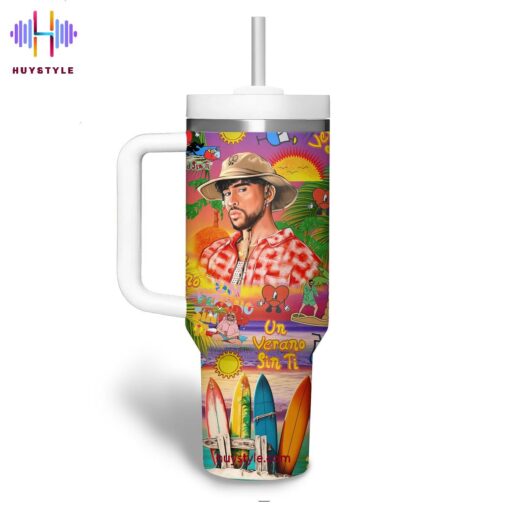 bad bunny music custom stanley quencher 40oz stainless steel tumbler with handle nr3av